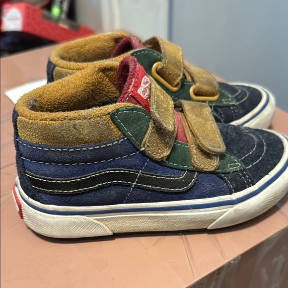 Vans Other - Vans Blue and Green High-Top Sneakers with Velcro